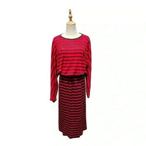 Black and Red Stripes Dress Made in Italy Size 12